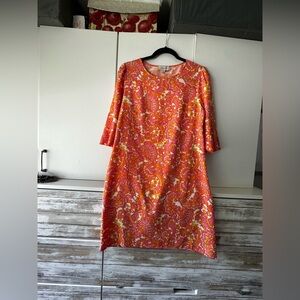 🌸 Molly Bracken Orange & Pink Paisley Sheath Dress – Medium